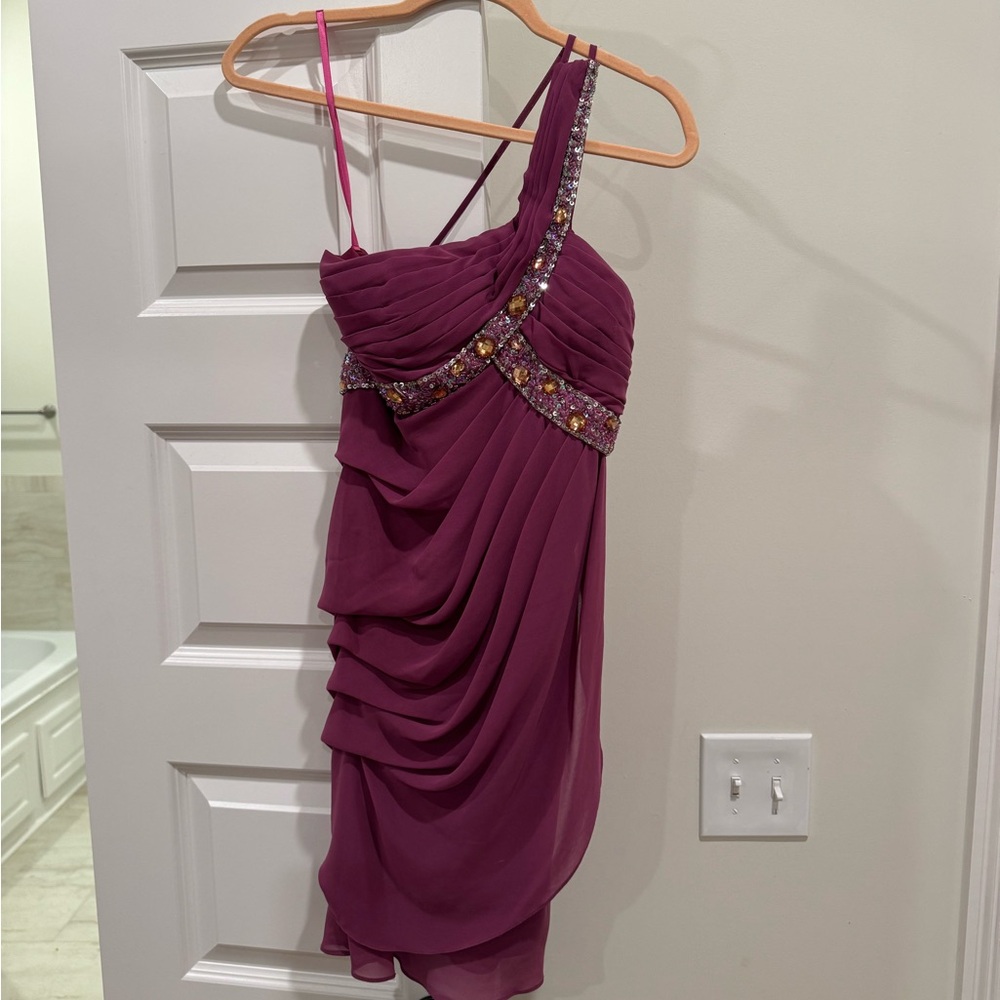 Fushia one shoulder formal dress